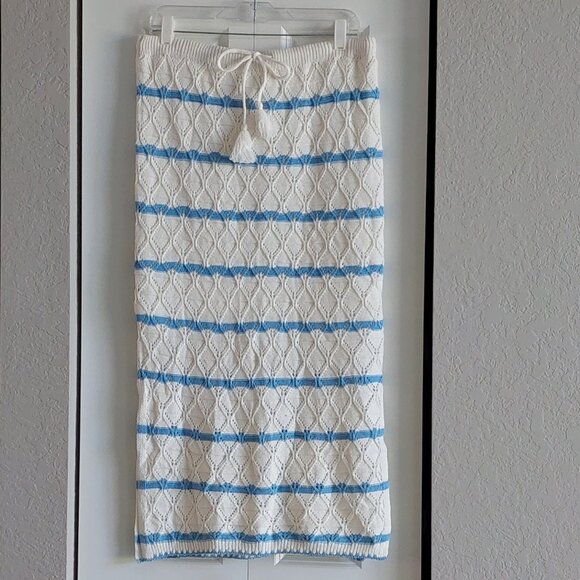 Juniors' Freshman Blue & White Stripe Coastal Maxi Sweater Skirt Size XL - Picture 1 of 10
